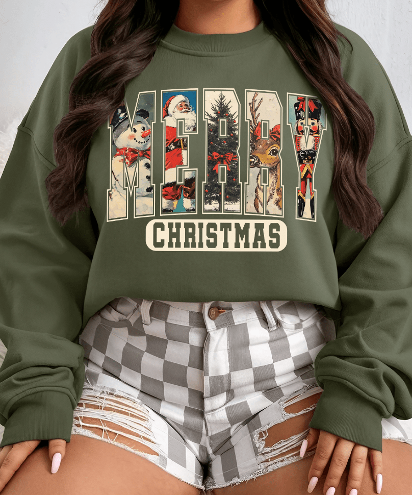 Shipping Dept. SMALL / Military Sweatshirt Vintage Merry Christmas