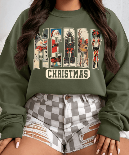 Shipping Dept. SMALL / Military Sweatshirt Vintage Merry Christmas
