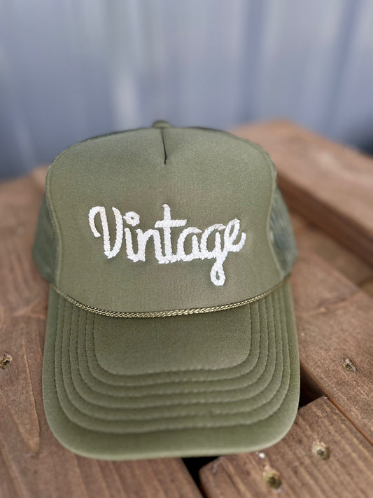Shipping Dept. Vintage Rope Embroidery - Olive Otto Trucker Hat