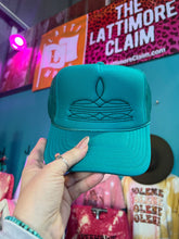Load image into Gallery viewer, Shipping Dept. Black Western Boot Stitch Trucker Cap JADE - Multiple Thread Color Options
