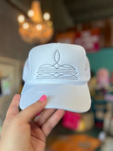 Load image into Gallery viewer, Shipping Dept. Black Western Boot Stitch Trucker Cap WHITE - Multiple Thread Color Options
