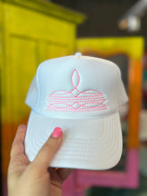 Load image into Gallery viewer, Shipping Dept. Hot Pink Western Boot Stitch Trucker Cap WHITE - Multiple Thread Color Options
