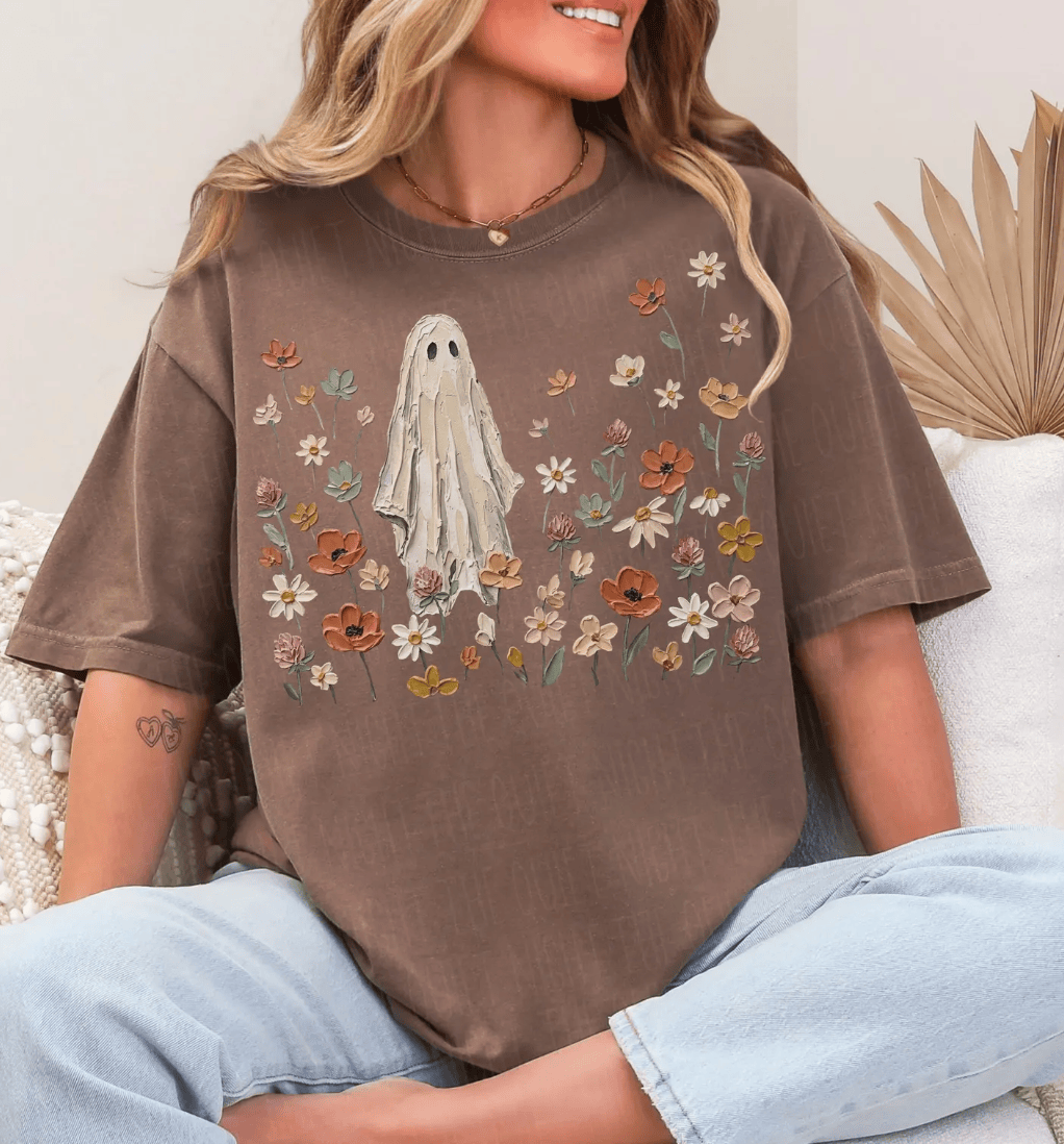 Shipping Dept. Wildflower Ghost Halloween -  Tees and Sweatshirts