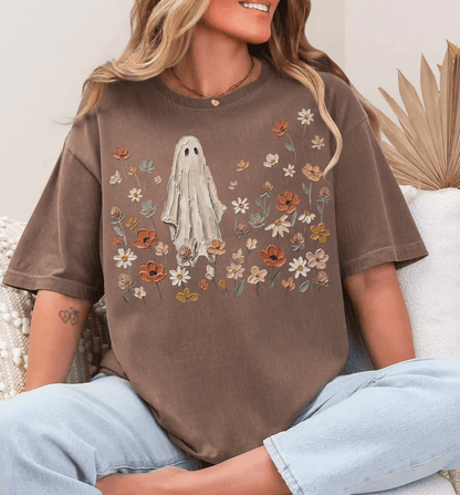 Shipping Dept. Wildflower Ghost Halloween -  Tees and Sweatshirts