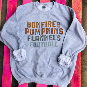 MISSMUDPIE 416 SVGIX Bonfires pumpkins flannels football - Gray Sweatshirt