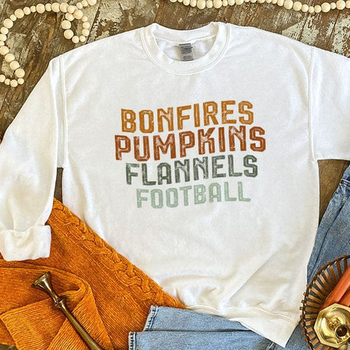MISSMUDPIE 416 SVGIX Bonfires pumpkins flannels football - White Sweatshirt