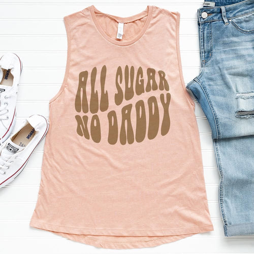 Shipping Dept. All Sugar No Daddy - Heather Pink -  Festival Tank