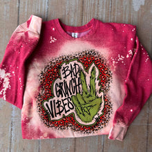 Load image into Gallery viewer, MISSMUDPIE Bad Grinch Vibes - Red Bleached -  fleece lined sweatshirt
