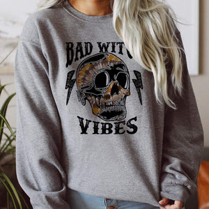 MISSMUDPIE BAD WITCH VIBES - GRAY fleece lined Sweatshirt