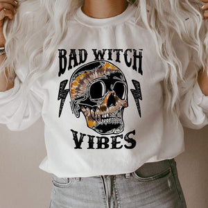 MISSMUDPIE BAD WITCH VIBES - White fleece lined Sweatshirt