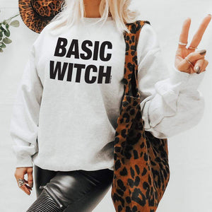 MISSMUDPIE Basic Witch - White fleece lined Sweatshirt