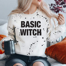 Load image into Gallery viewer, MISSMUDPIE Basic Witch - White Sweatshirt with Black Paint Splatter
