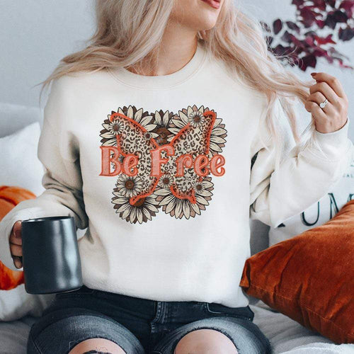 MISSMUDPIE Be Free Butterfly by Clementines Designs - White Sweatshirt
