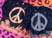 Load image into Gallery viewer, MISSMUDPIE Black Bleached Peace Sign Sweatshirt
