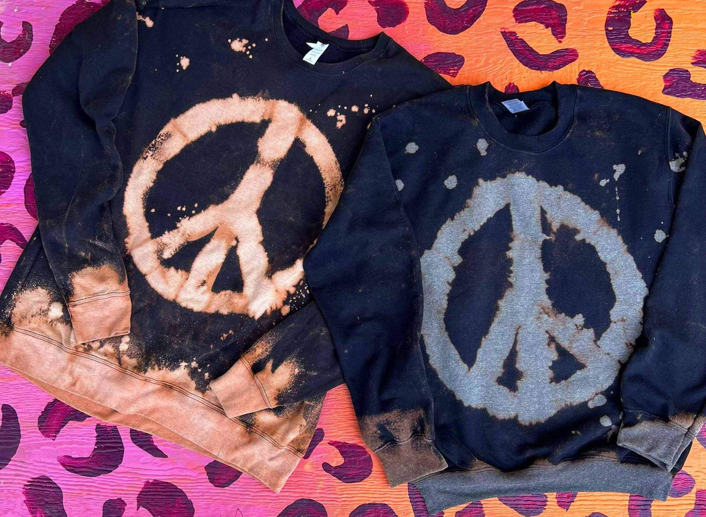 MISSMUDPIE Black Bleached Peace Sign Sweatshirt