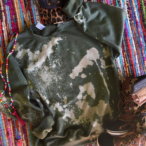 MISSMUDPIE Bleached Military Green Sweatshirt