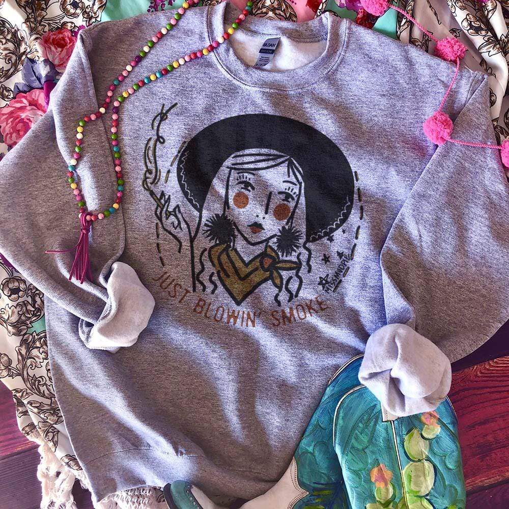 MISSMUDPIE Blowin' Smoke - gray sweatshirt