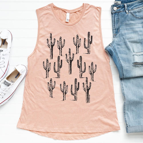 Shipping Dept. Cactus Collection - Heather Pink-  Festival Tank