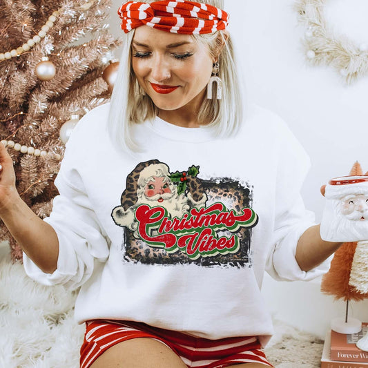 MISSMUDPIE Christmas Vibes - White -  fleece lined sweatshirt