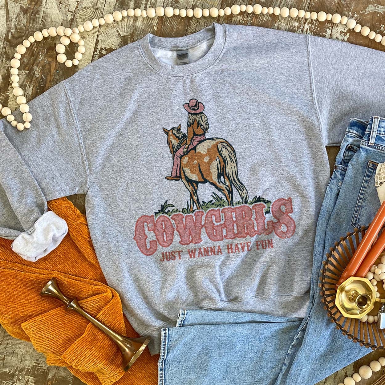 MISSMUDPIE Cowgirls just wanna have fun - Gray Sweatshirt