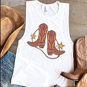 Shipping Dept. Dancing Boots - White - Festival Tank