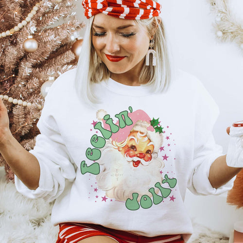 MISSMUDPIE Feelin Jolly Santa '22 - White Sweatshirt