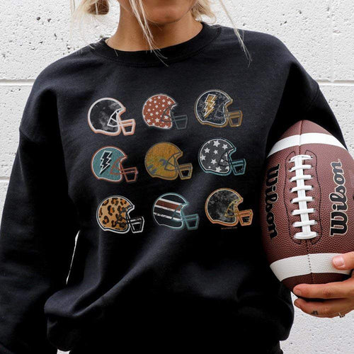 MISSMUDPIE Football Helmet Collection -  Black fleece lined sweatshirt