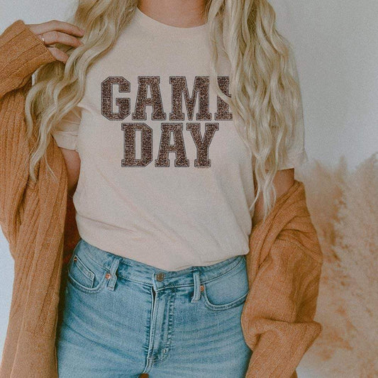 MISSMUDPIE GAMEDAY Leopard Print - Cream tee