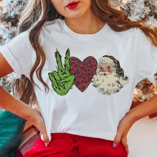 MISSMUDPIE Grinch Love Santa - White tee