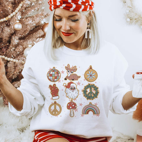 MISSMUDPIE Groovy Christmas 9 Icons  - White Sweatshirt