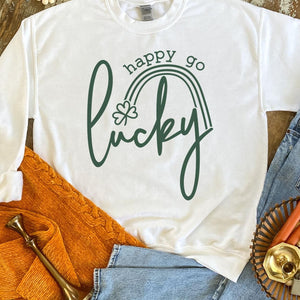 Shipping Dept. White Sweatshirt / Small Happy Go Lucky - Multiple Color & Style Options