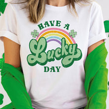 Load image into Gallery viewer, Shipping Dept. White Tee / Small Have A Lucky Day Rainbow - Multiple Color &amp; Style Options
