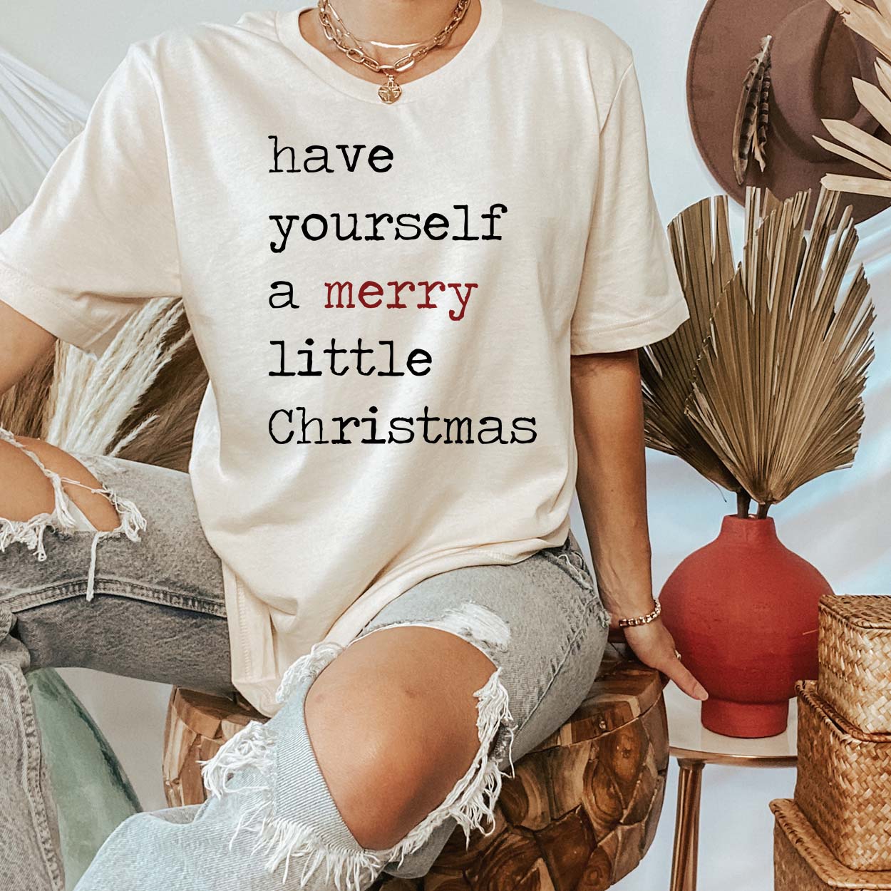 MISSMUDPIE Have Yourself A Merry Little Christmas Clementines Designs - Cream tee