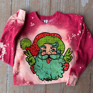 MISSMUDPIE Hippie Peace Santa 22 - Red Bleached -  fleece lined sweatshirt