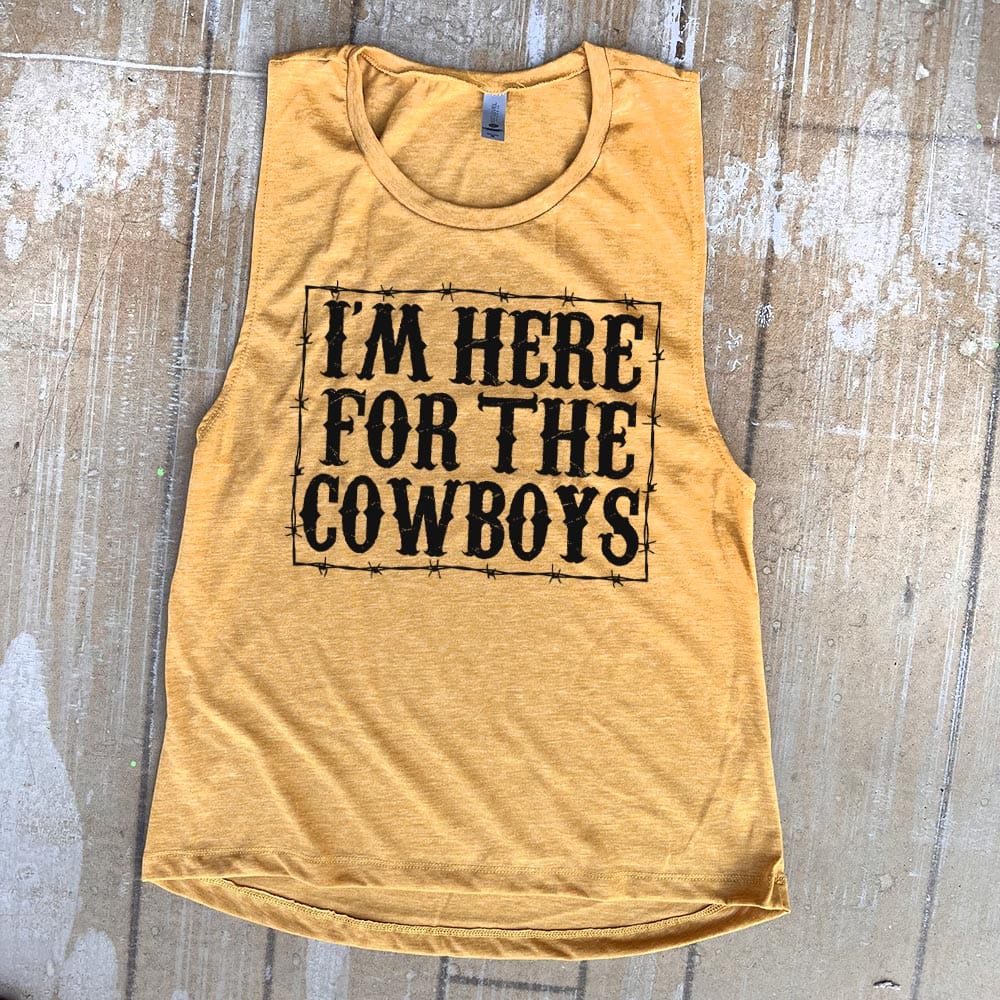 Shipping Dept. Im Here for the Cowboys - Heather Mustard -  Festival Tank