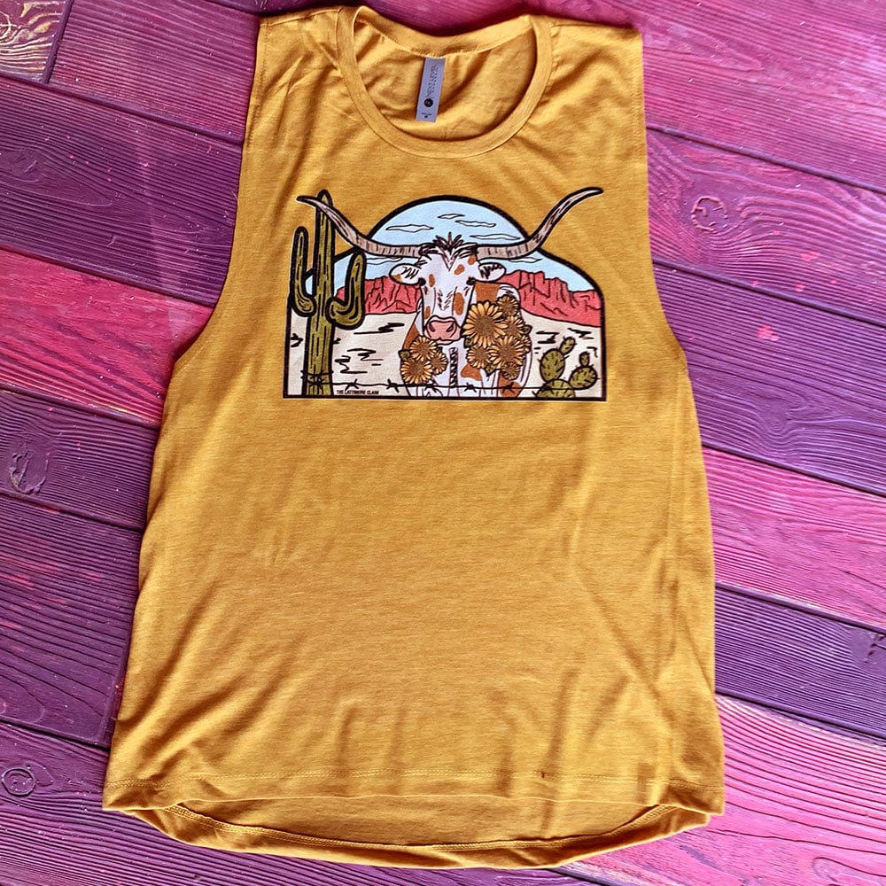 Shipping Dept. Laredo Longhorn - Heather Mustard -  Festival Tank