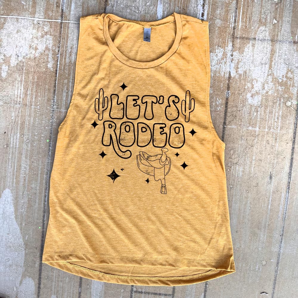 Shipping Dept. Let's Rodeo - Heather Mustard -  Festival Tank