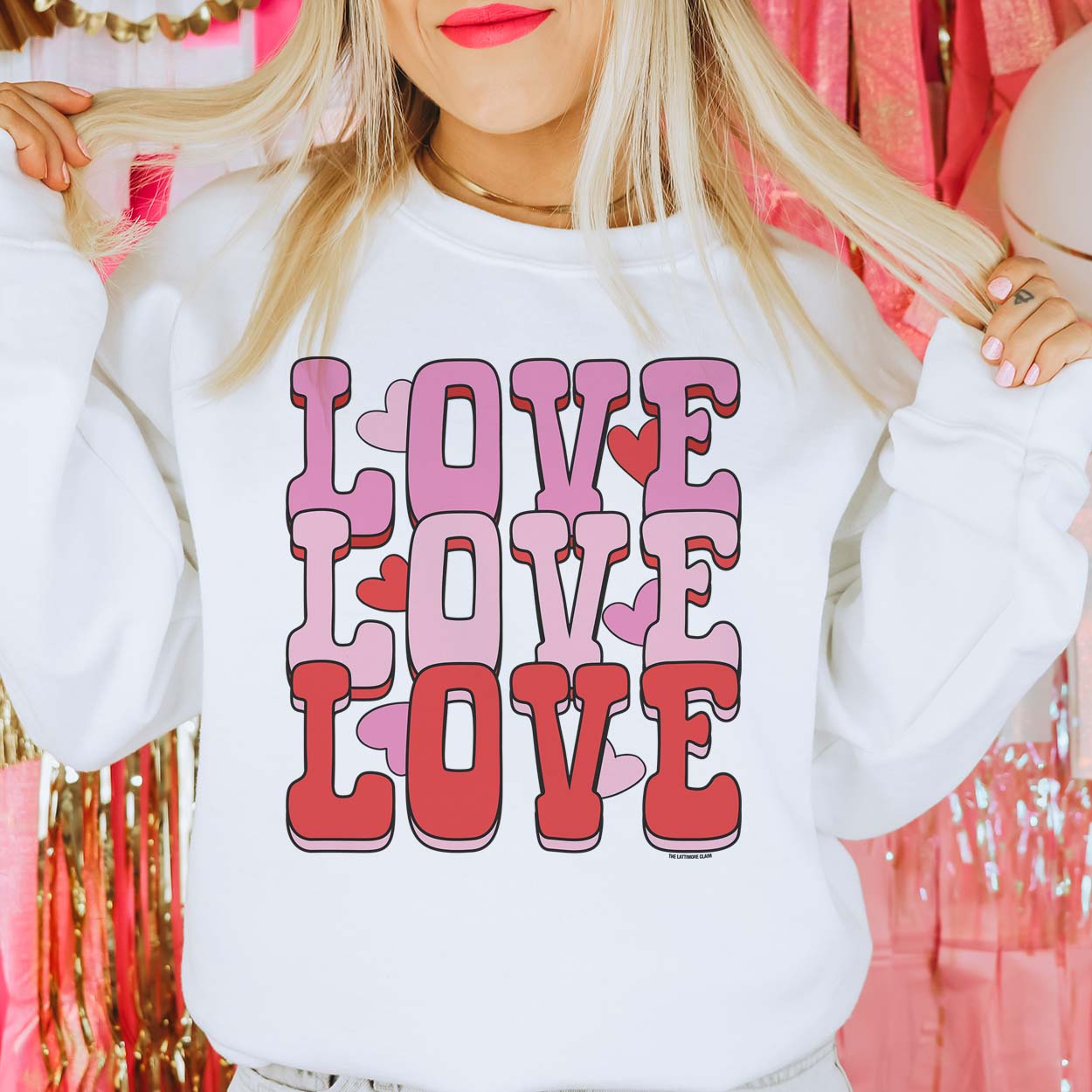 MISSMUDPIE LOVE LOVE LOVE - White fleece lined Sweatshirt