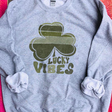 Load image into Gallery viewer, Shipping Dept. Gray Sweatshirt / Small Lucky Vibes Shamrock - Multiple Color &amp; Style Options
