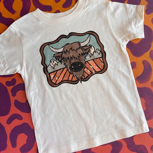 MISSMUDPIE MAMA & ME "Highland Cow and the Mountains" - Cream Graphic Tee