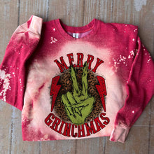 Load image into Gallery viewer, MISSMUDPIE Merry Grinchmas - Red Bleached -  fleece lined sweatshirt
