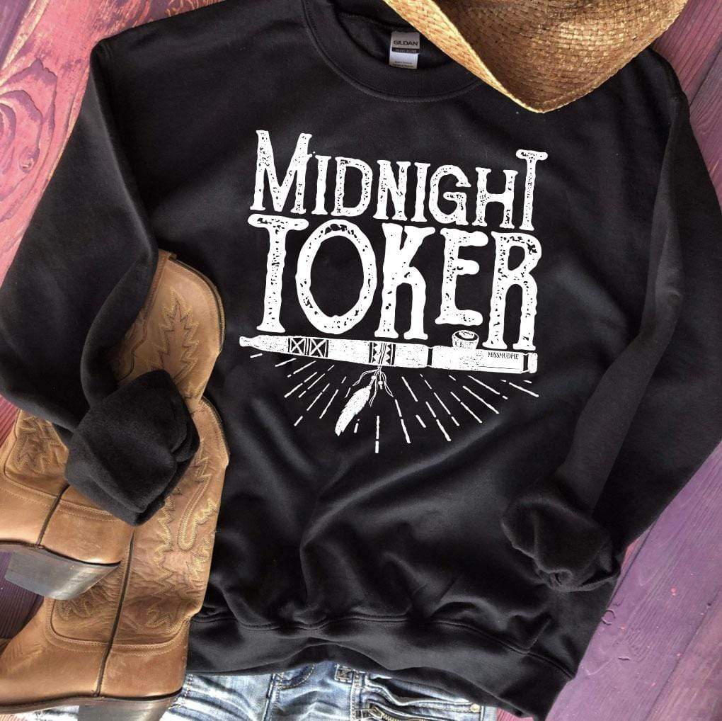 MISSMUDPIE Midnight Toker Black Crew Neck Sweatshirt
