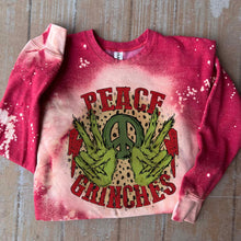 Load image into Gallery viewer, MISSMUDPIE Peace Grinches - Red Bleached -  fleece lined sweatshirt
