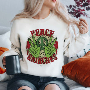 MISSMUDPIE Peace Grinches - White -  fleece lined sweatshirt