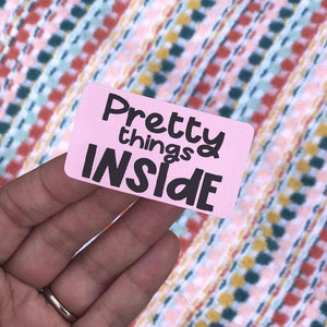 Shipping Dept. PRETTY THINGS INSIDE ~  Light Pink ~ 2.25" X 1.25" Perforated Marketing Stickers