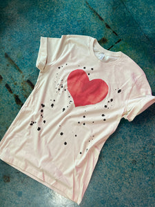 MISSMUDPIE Red Valentine heart with black splatter - Cream