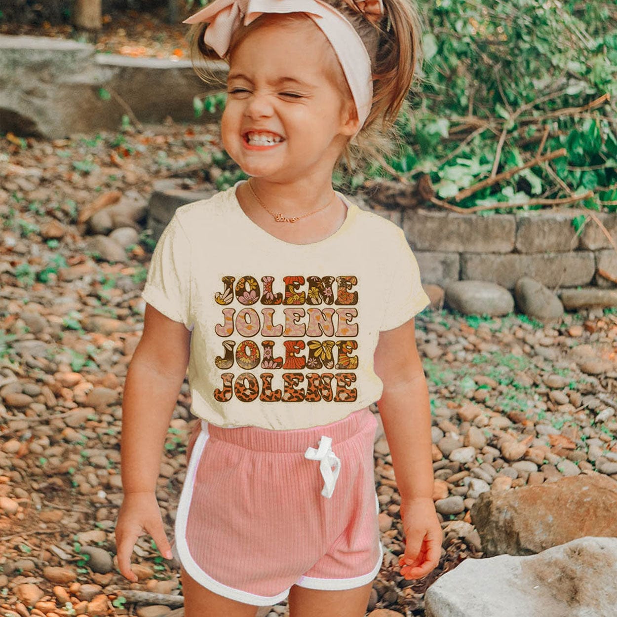 MISSMUDPIE Retro Jolene Kids Graphic Tee - Cream Graphic Tee