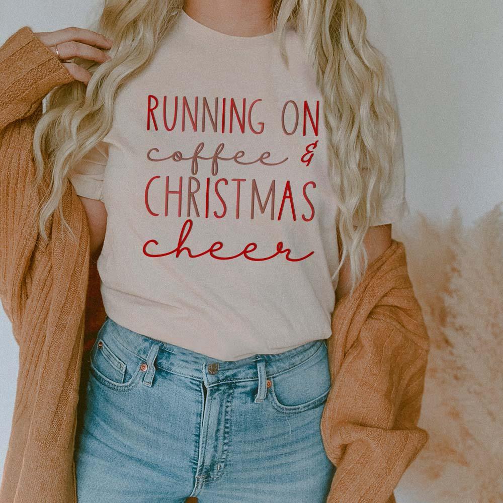 MISSMUDPIE Running on Coffee and Christmas Cheer Clementines Designs - Cream tee