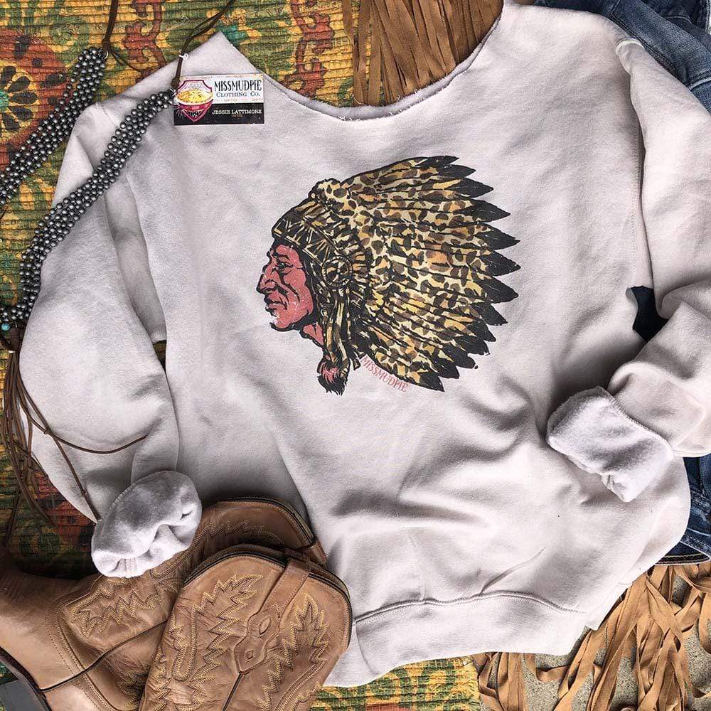 Leopard Indian Chief Cream Sweatshirt
