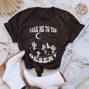 MISSMUDPIE Take me to the desert - Charcoal Black Tee